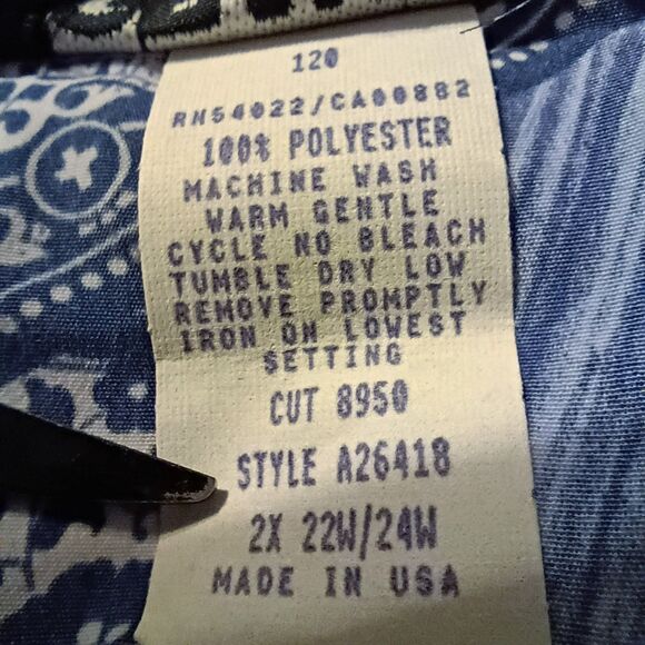 Vintage Susan Graver Button Up Blouse 2XL Red Blue Paisley Patriotic 4th of July - Picture 7 of 7